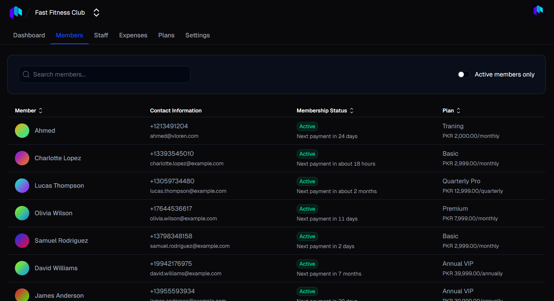 Member Management Dashboard